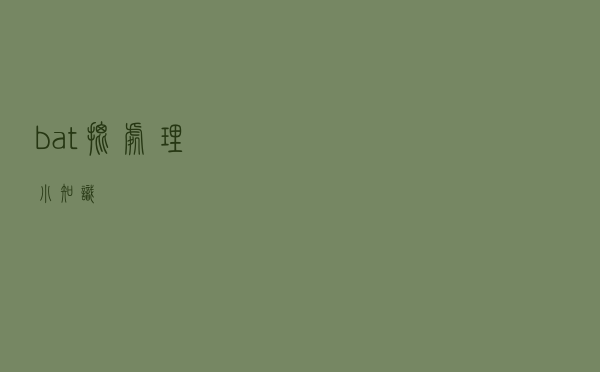 bat批处理小知识