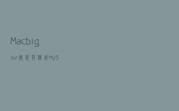 Mac big sur 安装并使用MySql8