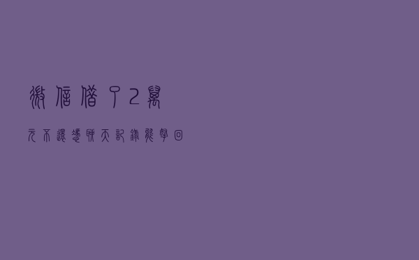 微信借了2万元不还，凭聊天记录能拿回吗？
