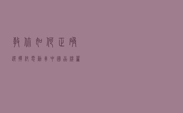 教你如何正确选择纯电动车——中国品牌篇(建议收藏)