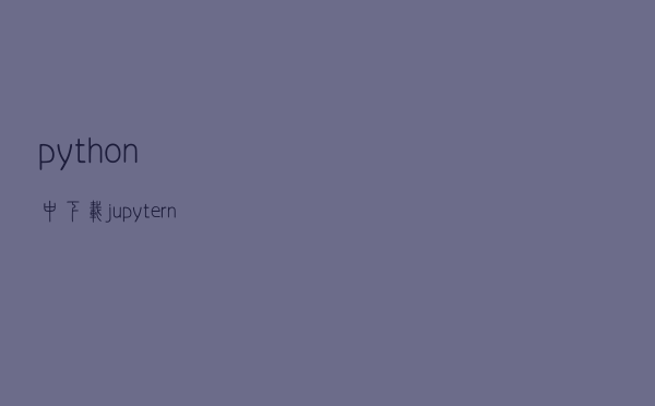 python中下载jupyter notebook