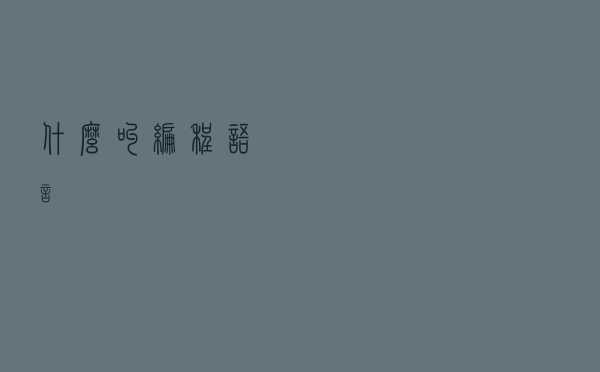 什么叫编程语言？