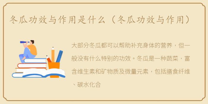 冬瓜功效与作用是什么（冬瓜功效与作用）
