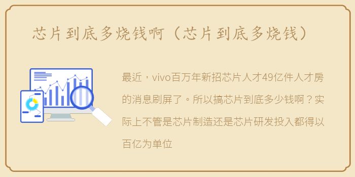 芯片到底多烧钱啊（芯片到底多烧钱）
