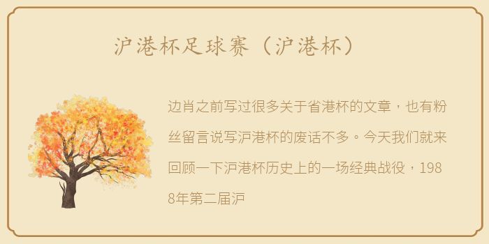 沪港杯足球赛（沪港杯）