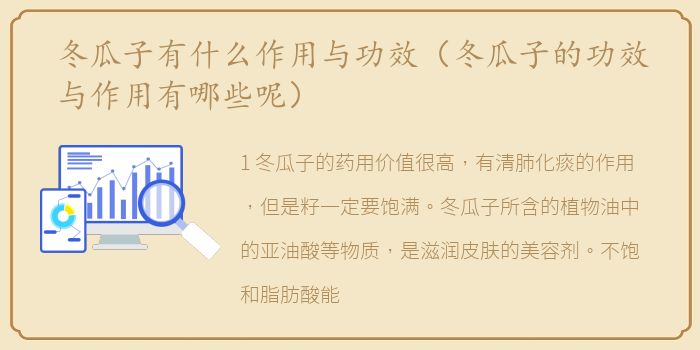 冬瓜子有什么作用与功效（冬瓜子的功效与作用有哪些呢）