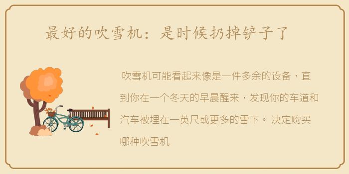 最好的吹雪机：是时候扔掉铲子了