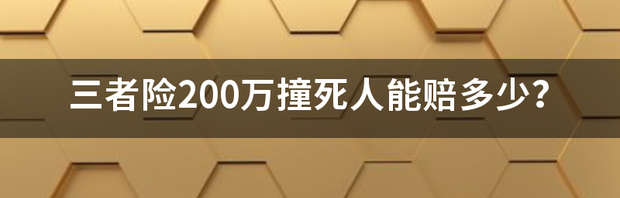 三者险200万撞死人能赔多少？（三者200万撞死人能赔多少）