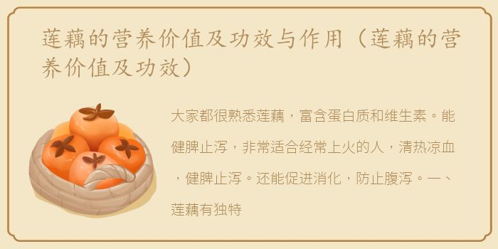 莲藕的营养价值及功效与作用（莲藕的营养价值及功效）