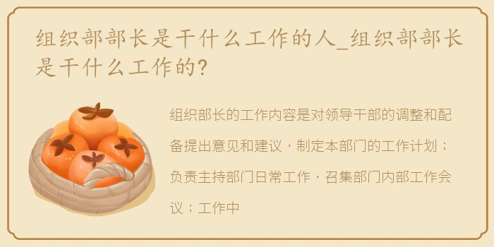 组织部部长是干什么工作的人_组织部部长是干什么工作的?