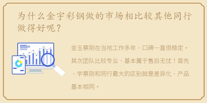 为什么金宇彩钢做的市场相比较其他同行做得好呢？