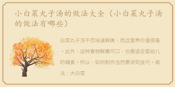 小白菜丸子汤的做法大全（小白菜丸子汤的做法有哪些）