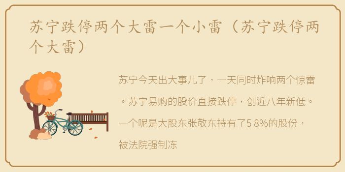 苏宁跌停两个大雷一个小雷（苏宁跌停两个大雷）