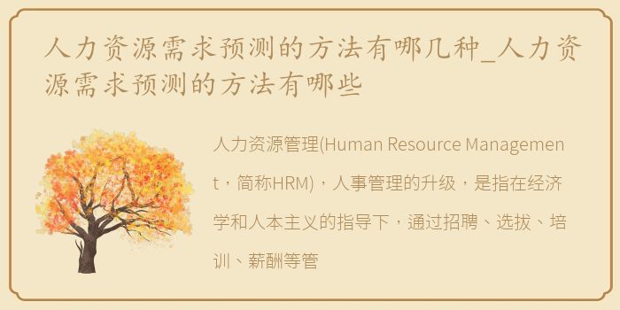 人力资源需求预测的方法有哪几种_人力资源需求预测的方法有哪些