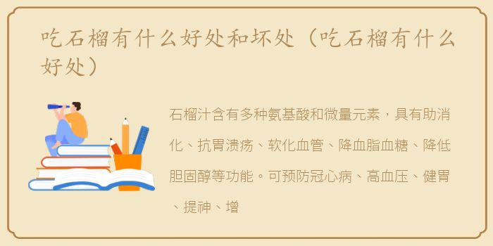 吃石榴有什么好处和坏处（吃石榴有什么好处）