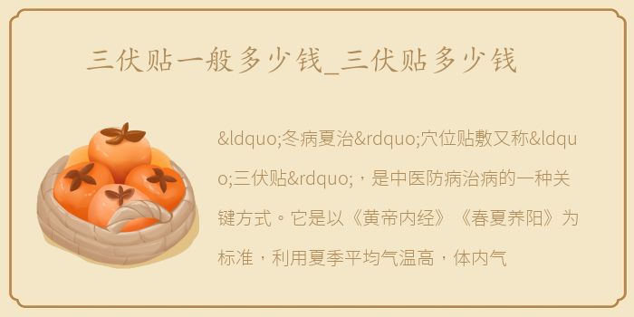 三伏贴一般多少钱_三伏贴多少钱