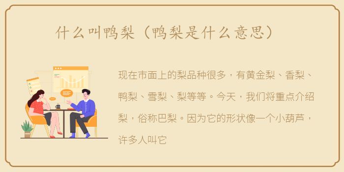 什么叫鸭梨（鸭梨是什么意思）