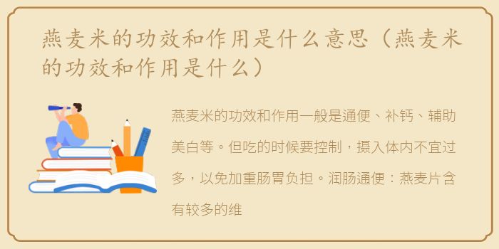 燕麦米的功效和作用是什么意思（燕麦米的功效和作用是什么）