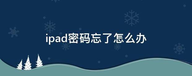 苹果ipad访问限制密码忘了怎么办？（ipad密码忘了怎么办）