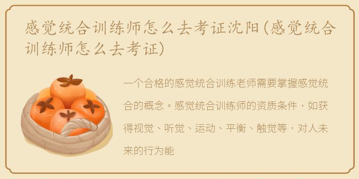 感觉统合训练师怎么去考证沈阳(感觉统合训练师怎么去考证)