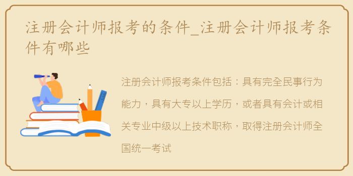 注册会计师报考的条件_注册会计师报考条件有哪些
