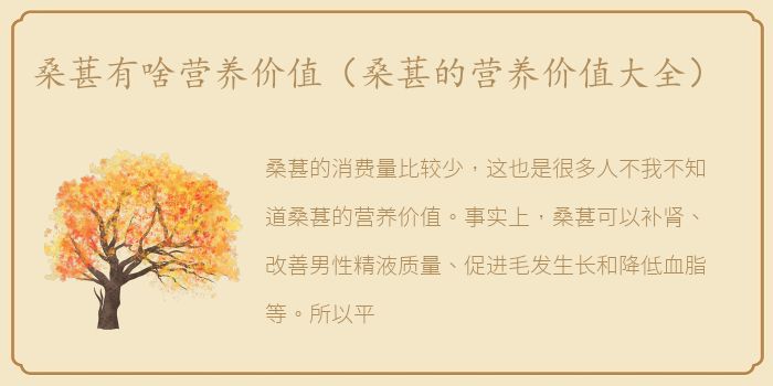 桑葚有啥营养价值（桑葚的营养价值大全）