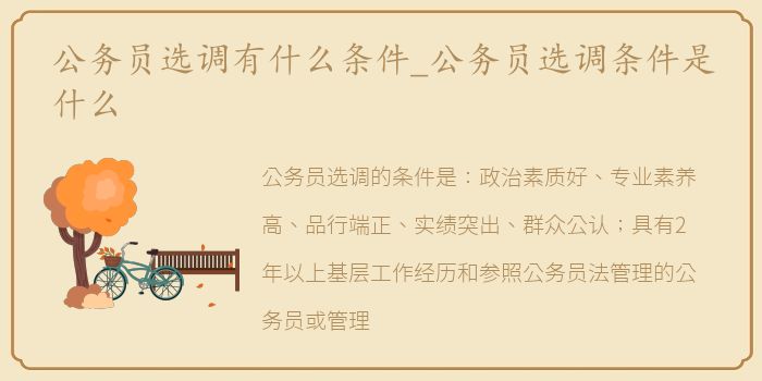 公务员选调有什么条件_公务员选调条件是什么
