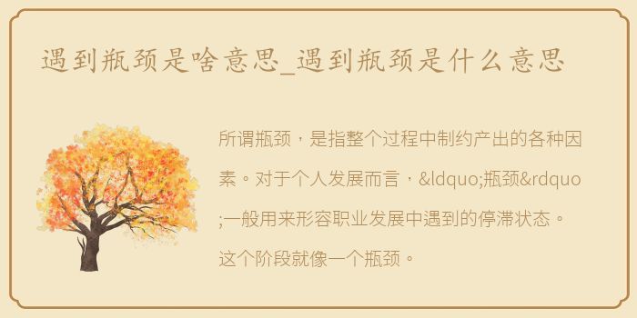 遇到瓶颈是啥意思_遇到瓶颈是什么意思