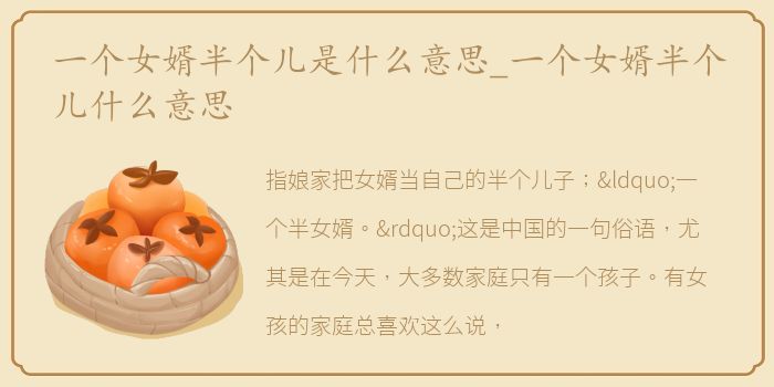 一个女婿半个儿是什么意思_一个女婿半个儿什么意思