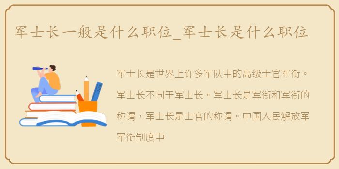 军士长一般是什么职位_军士长是什么职位