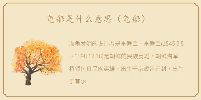龟船是什么意思（龟船）
