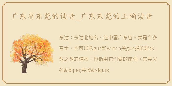 广东省东莞的读音_广东东莞的正确读音