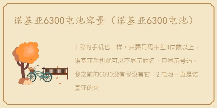 诺基亚6300电池容量（诺基亚6300电池）