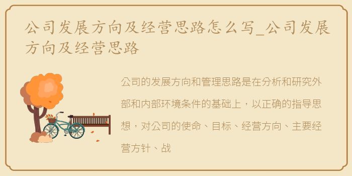 公司发展方向及经营思路怎么写_公司发展方向及经营思路