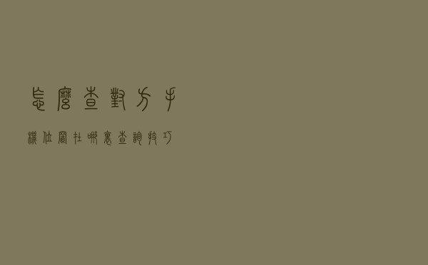 怎么查对方手机位置在哪里（查询技巧）