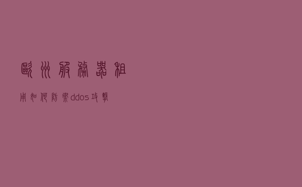 欧洲服务器租用,如何防御ddos攻击十条