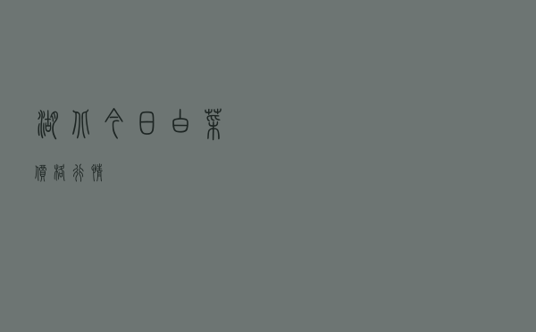 湖北今日白菜价格行情