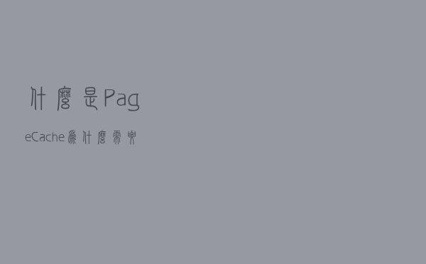 什么是 Page Cache？为什么需要 Page Cache？