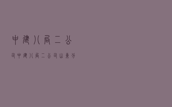 中建八局二公司「中建八局二公司山东分公司」