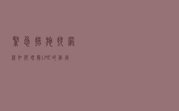 紧急措施“拔网线”，如何理解LME的作用