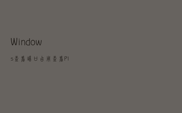Windows查看端口占用、查看PID对应的进程、并终止进程