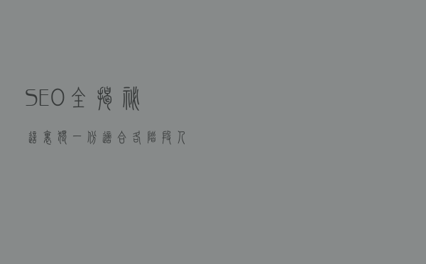 SEO全揭秘，这里独一份，适合各阶段人群