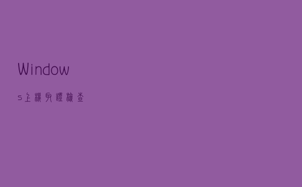 Windows上机取证检查