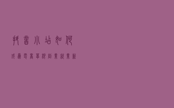 抖音小店如何成为电商草根，创业就业新风口向