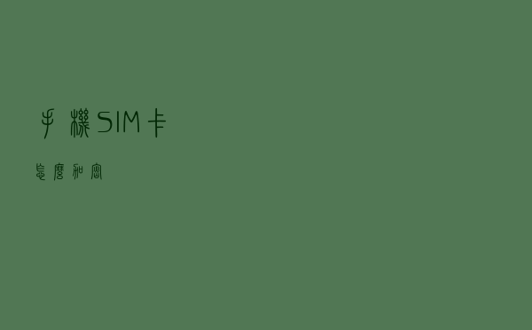 手机SIM卡怎么加密？