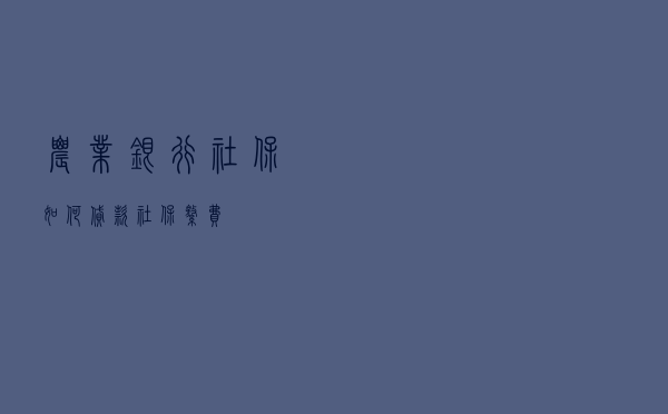 农业银行社保如何贷款 - 社保缴费
