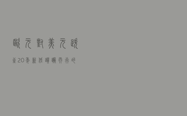 欧元对美元跌至20年新低，踬蹶而行的欧元“翻盘”希望几何？