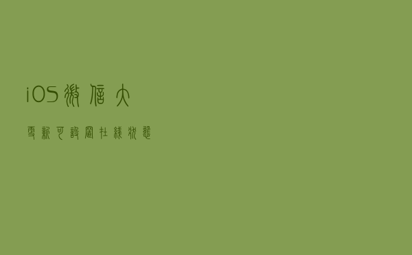 iOS微信大更新，可设置在线状态