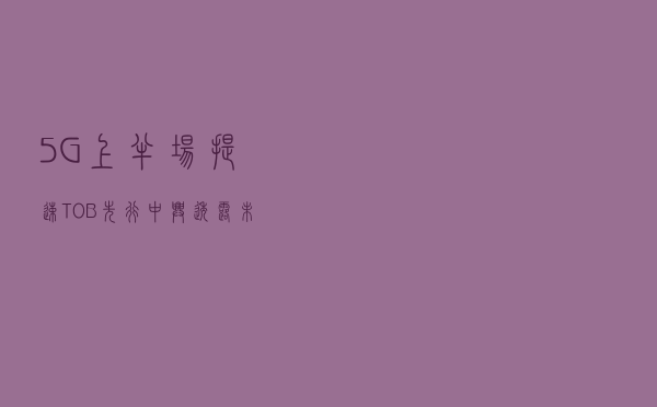 5G上半场提速TO B先行 中兴透露未来国内份额目标
