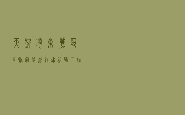 天津市东丽区互联网+基层法律服务工作模式的探索与实践